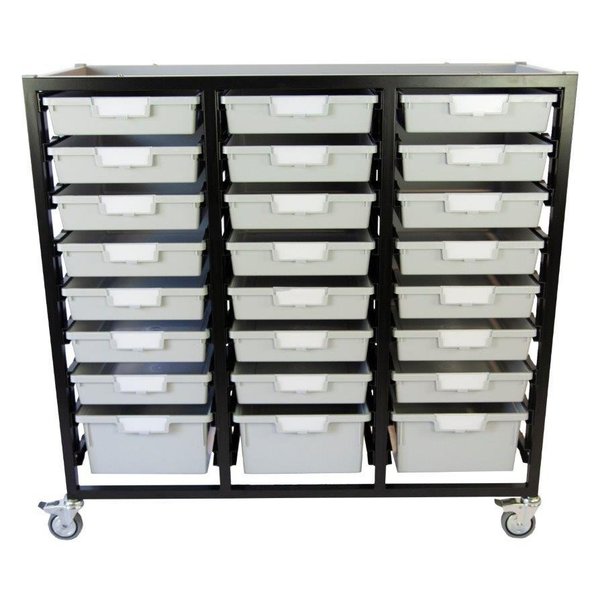 Storsystem Commercial Grade Mobile Bin Storage Cart with 24 Gray High Impact Polystyrene Bins/Trays CE2103DG-21S3DLG